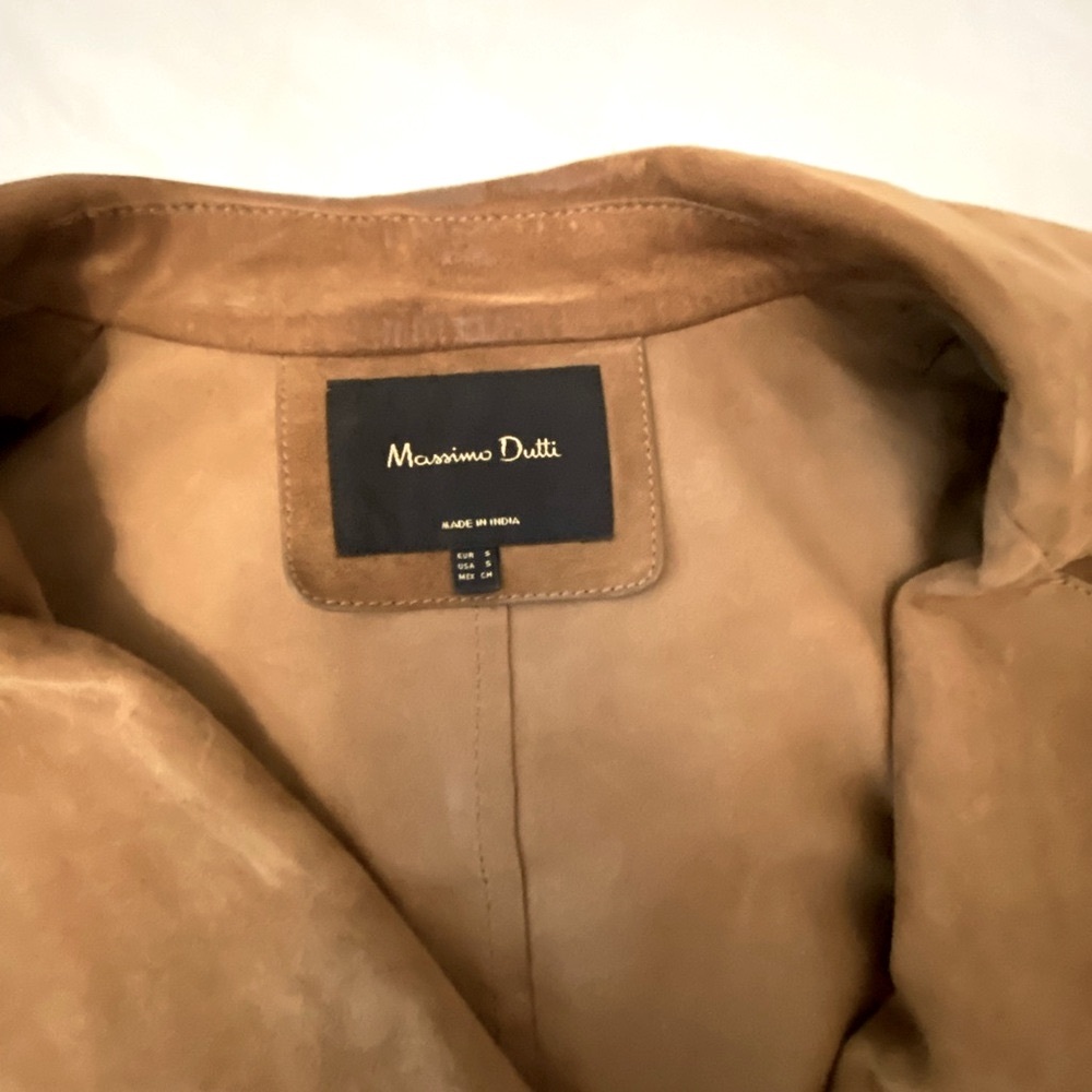 Massimo Dutti Camel Leather Jacket size small with silver hardware - Picture 4 of 14